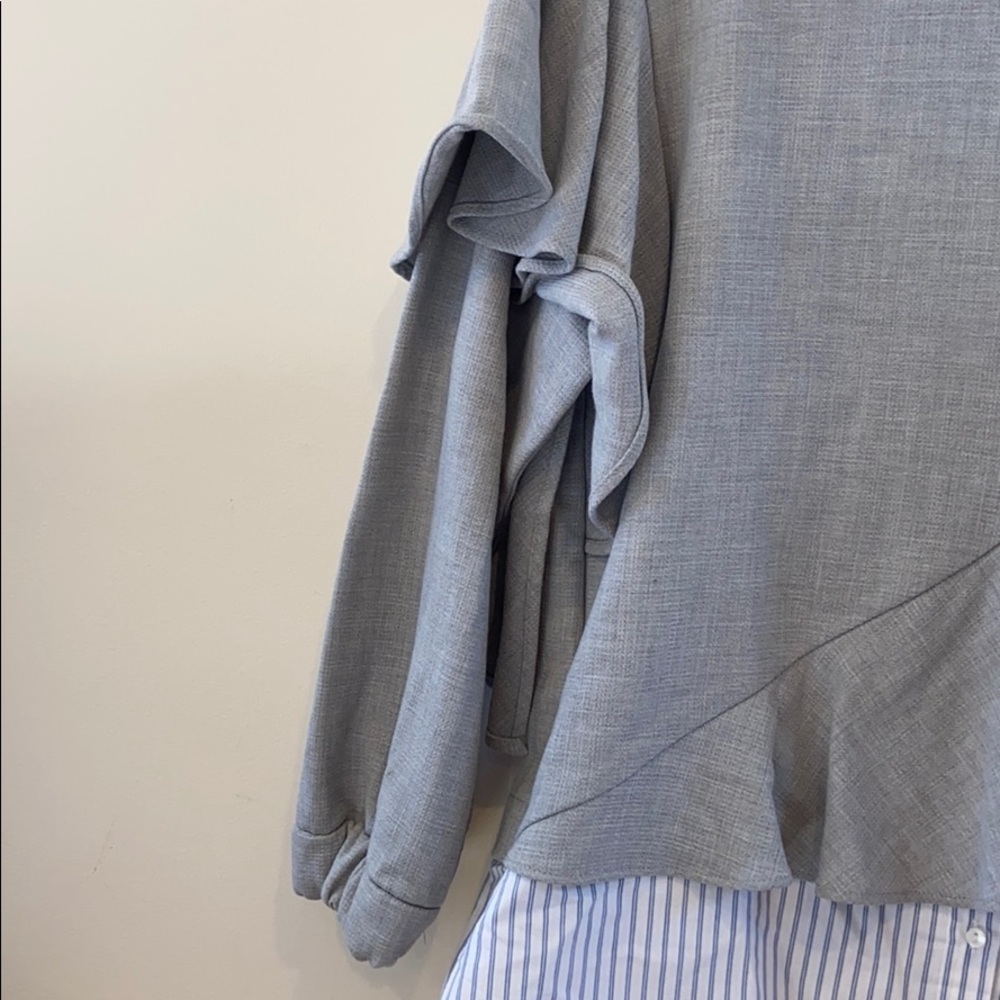 Zara Ruffle Top With Button Down Layer - image 4